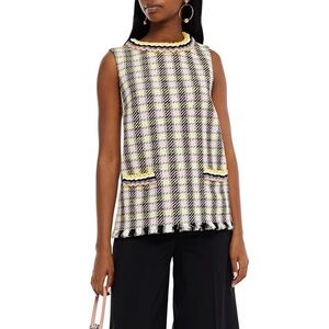 OSCAR DE LA RENTA Frayed gingham tweed top 14